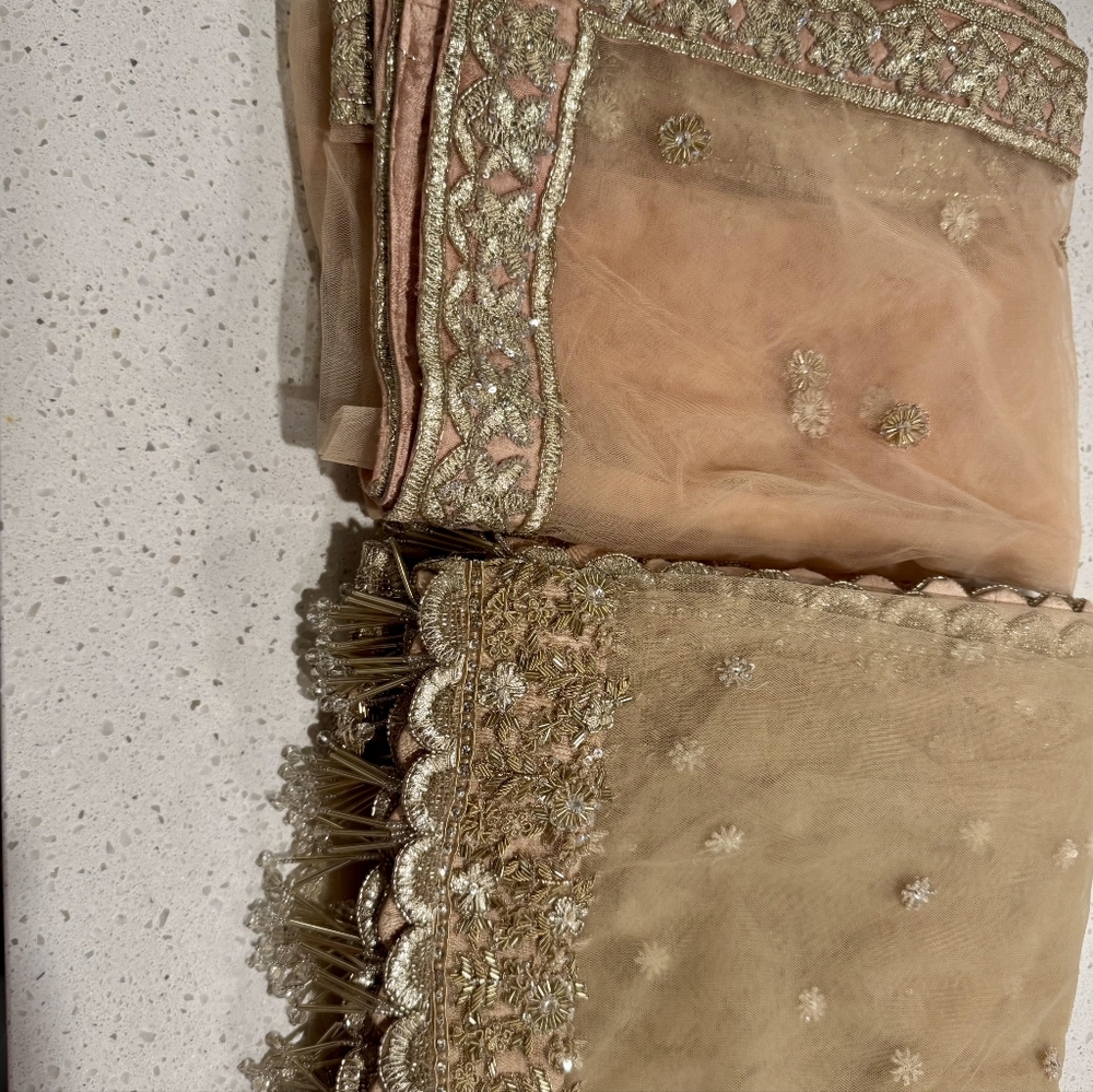 Custom-Made Elegant Cream Lehenga Choli & Jewelry - Picture 6 of 12